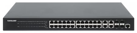 561426（24端口千兆以太网PoE+网络管理交换机，带4个千兆Combo Base-T/SFP端口） 提供四个小尺寸可插拔GBIC模块插槽（SFP）和四个RJ45精铜上行链路