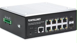以太联 Intellinet 工业 8 端口千兆以太网 PoE+ 2层网管型交换机 508278