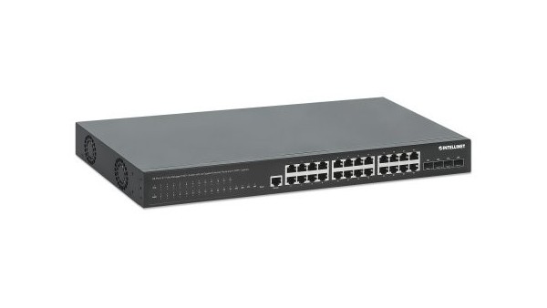 561846 28 端口 L2+ 全网管型 PoE+ 交换机，含 24 个千兆以太网端口和 4 个 SFP+ Uplinks, 370W